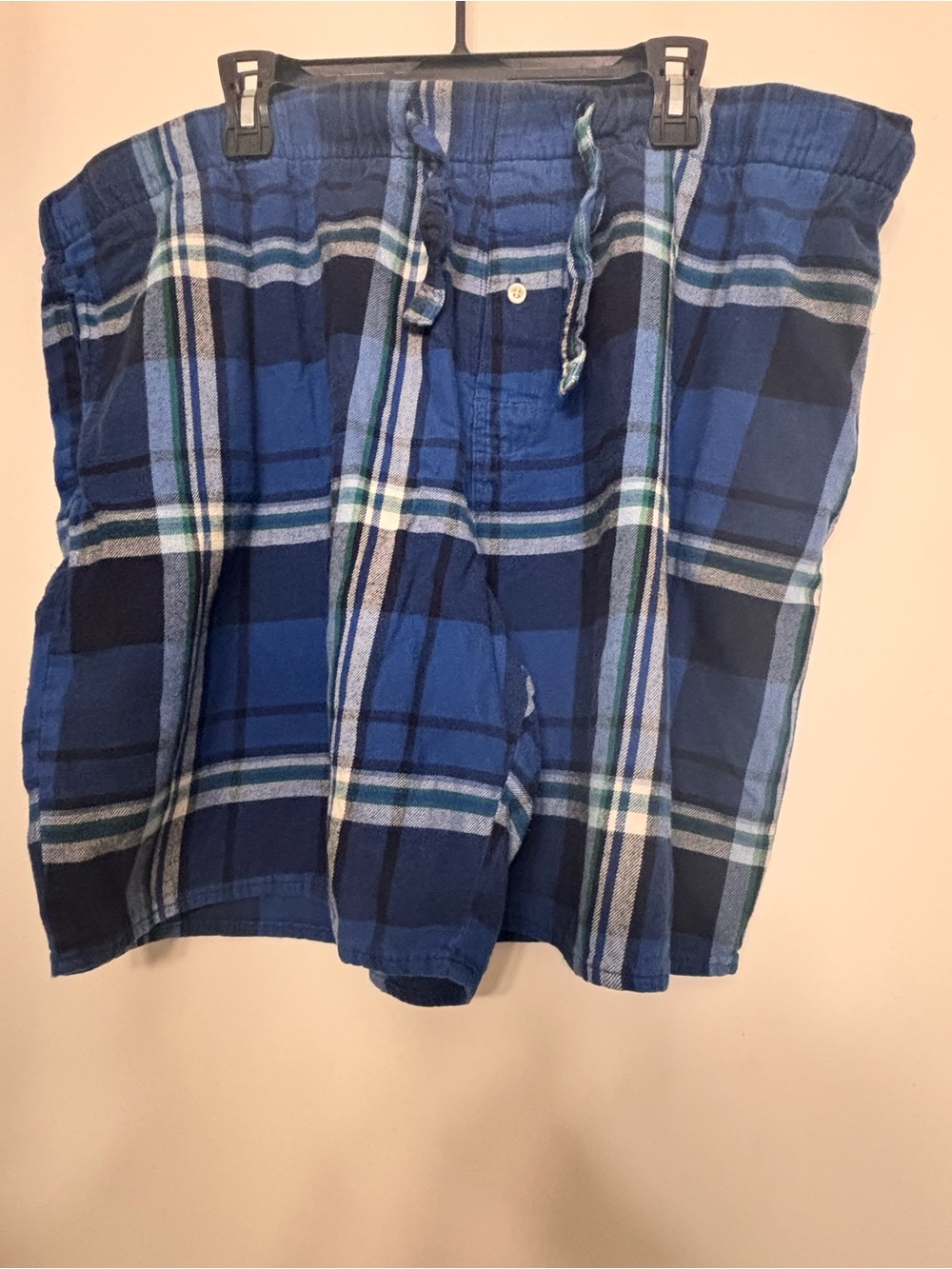 Old Navy Blue Plaid Lounge Shorts with Green Trim